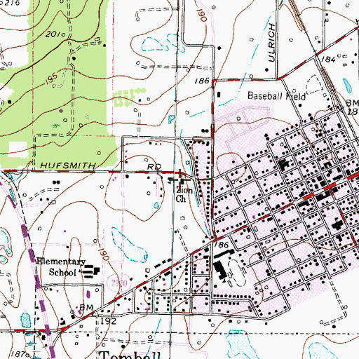 Topographic Map of Zion Church, TX