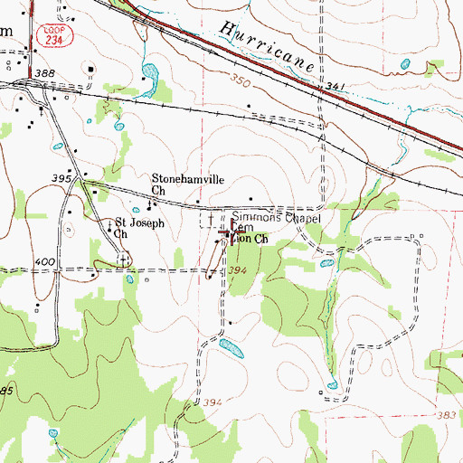 Topographic Map of Zion Church, TX