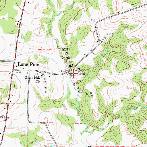 Topographic Map of Zion Hill Cemetery, TX