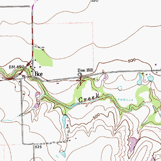 Topographic Map of Zion Hill Church, TX