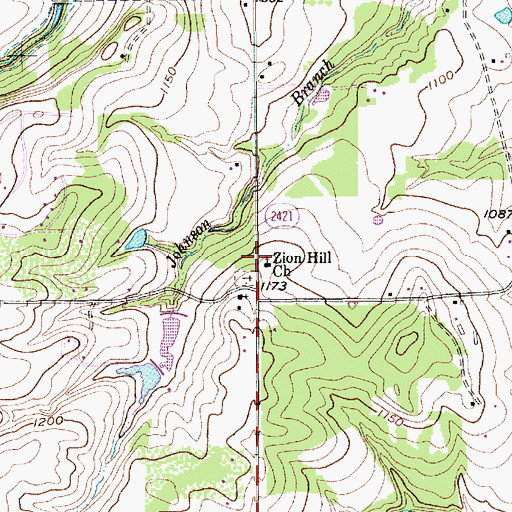 Topographic Map of Zion Hill Church, TX
