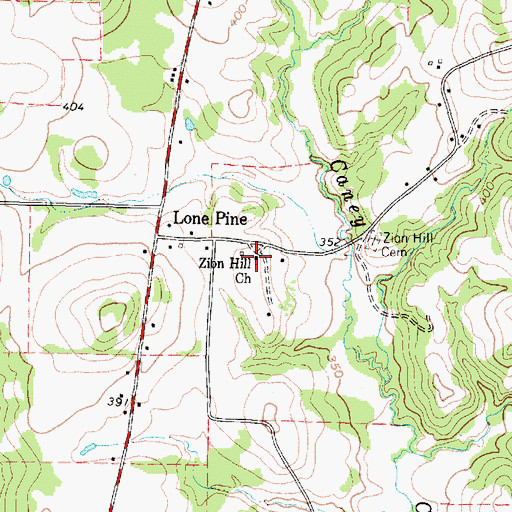 Topographic Map of Zion Hill Church, TX
