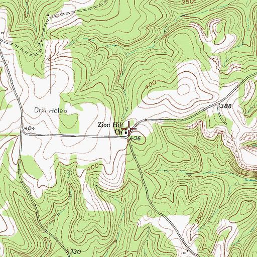 Topographic Map of Zion Hill Church, TX