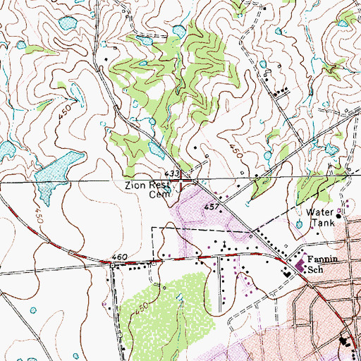 Topographic Map of Zion Rest Cemetery, TX