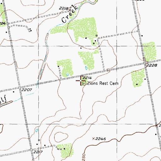 Topographic Map of Zion Rest Cemetery, TX