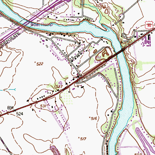 Topographic Map of Zipp, TX