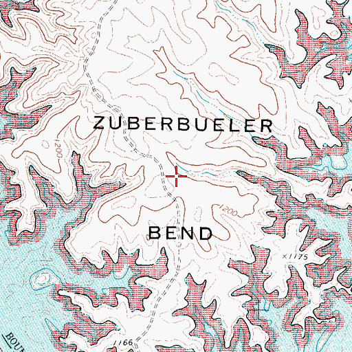 Topographic Map of Zuberbueler Bend, TX
