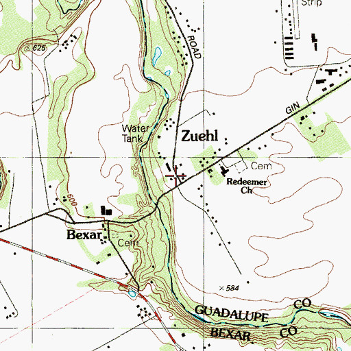 Topographic Map of Zuehl, TX