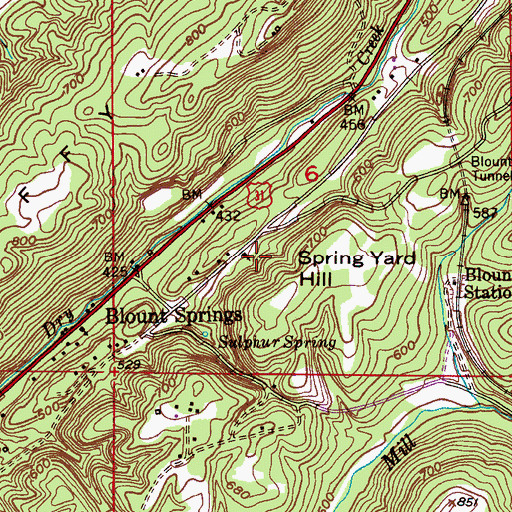 Topographic Map of Blount Springs Church, AL