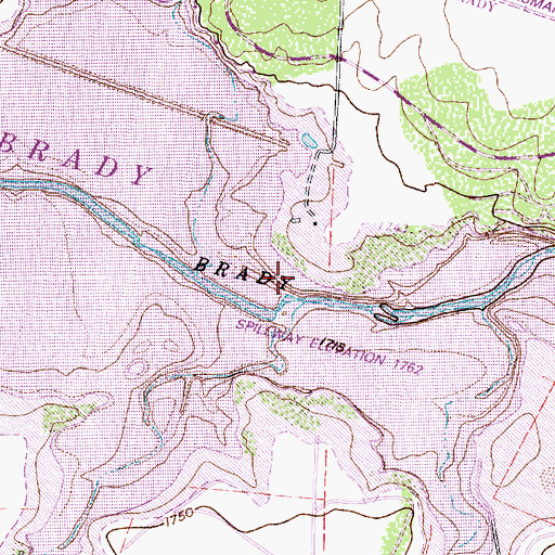 Topographic Map of Brady Reservoir, TX