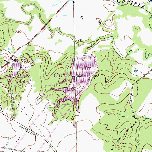 Topographic Map of Carter Lake, TX