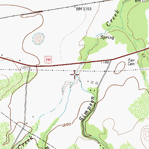Topographic Map of Dry Simpson Creek, TX