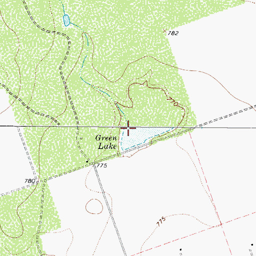 Topographic Map of Green Lake, TX