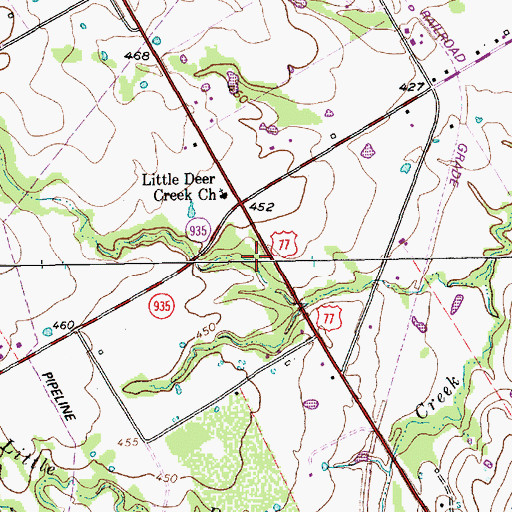 Topographic Map of Little Deer Creek, TX