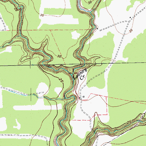 Topographic Map of Lunis Creek, TX