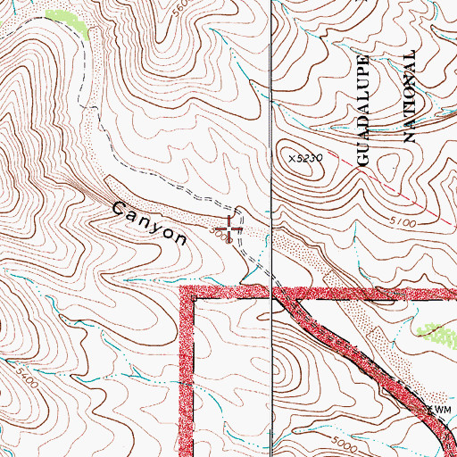 Topographic Map of McKittrick Canyon, TX
