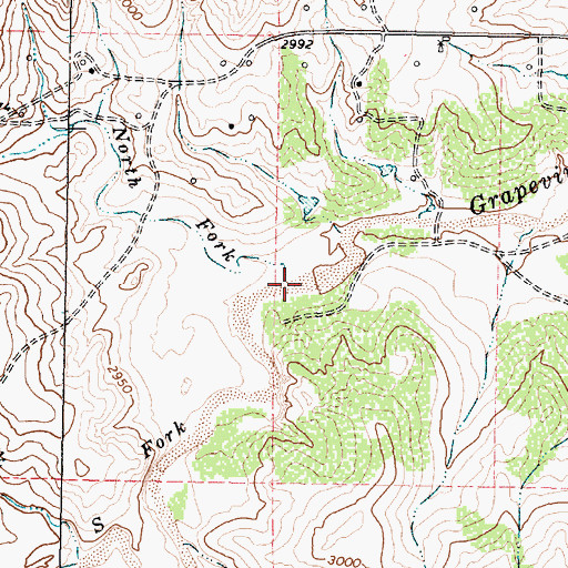 Topographic Map of North Fork Grapevine Creek, TX