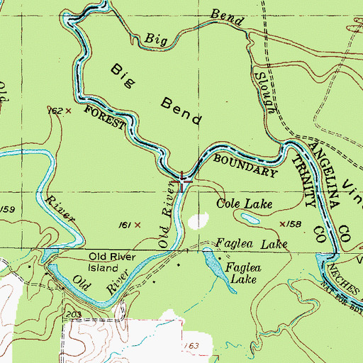 Topographic Map of Old River, TX
