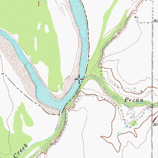 Topographic Map of Pecan Creek, TX