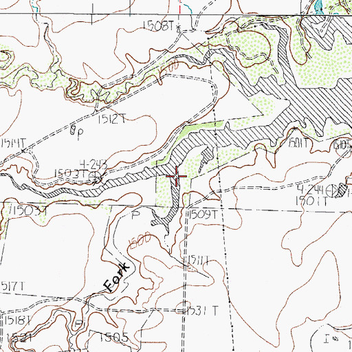 Topographic Map of South Fork Wanderers Creek, TX
