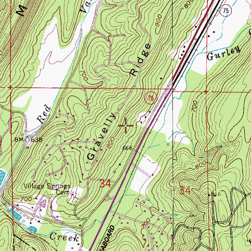 Topographic Map of Brentwood, AL