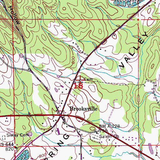 Topographic Map of Brooksville Missionary Baptist Church, AL