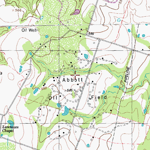 Topographic Map of Abbott Oil Field, TX