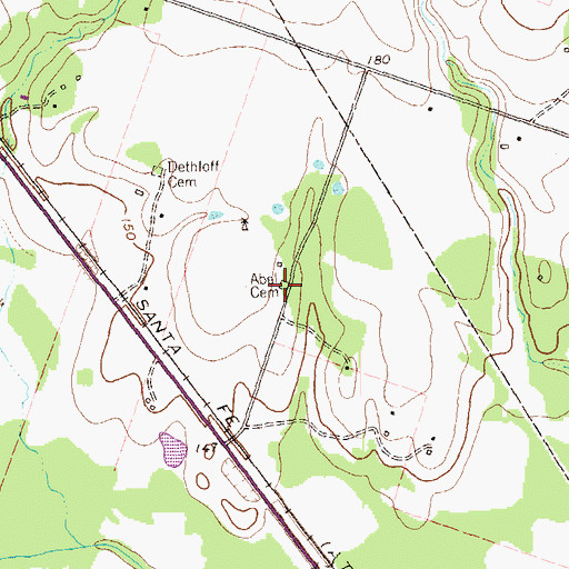 Topographic Map of Abel Cemetery, TX