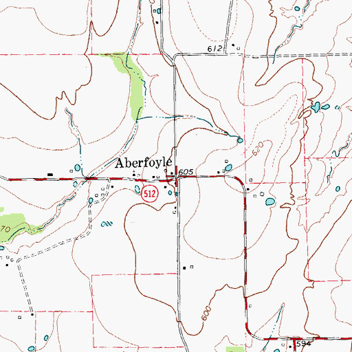 Topographic Map of Aberfoyle, TX