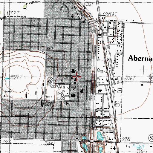 Topographic Map of Abernathy, TX