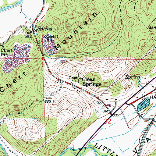 Topographic Map of Clear Springs School (historical), AL