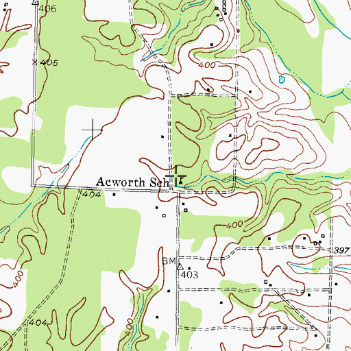 Topographic Map of Acworth School, TX
