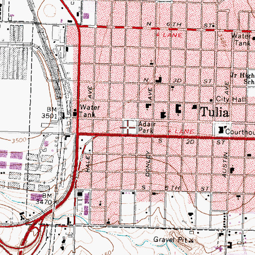 Topographic Map of Adair Park, TX