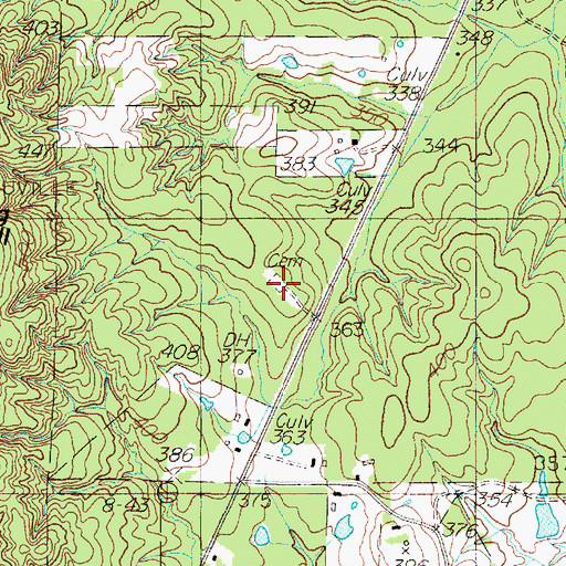 Topographic Map of Adams Cemetery, TX