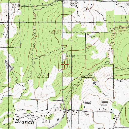Topographic Map of Adams Cemetery, TX
