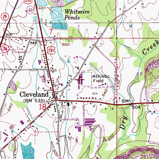 Topographic Map of Cleveland High School, AL