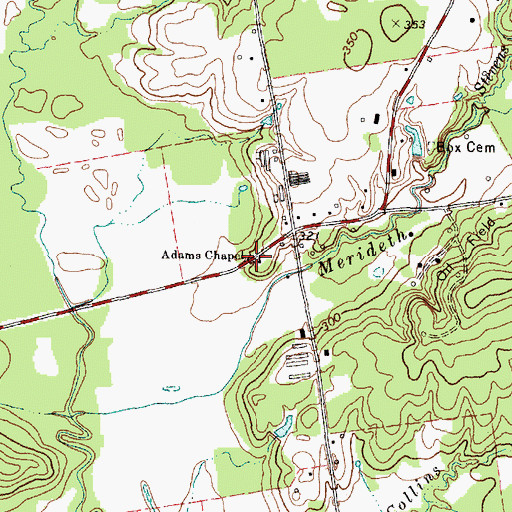 Topographic Map of Adams Chapel, TX