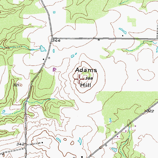 Topographic Map of Adams Hill, TX