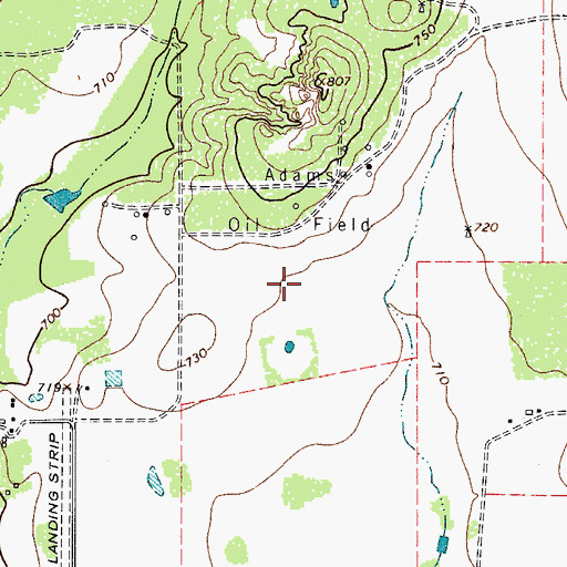 Topographic Map of Adams Oil Field, TX