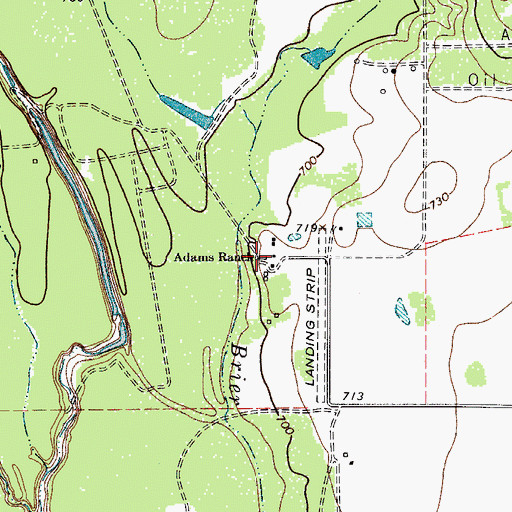 Topographic Map of Adams Ranch, TX