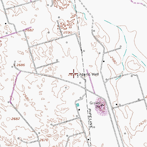 Topographic Map of Adams Well, TX