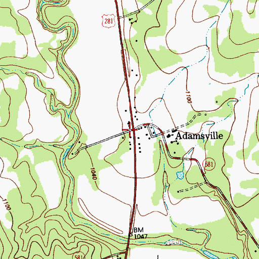 Topographic Map of Adamsville, TX