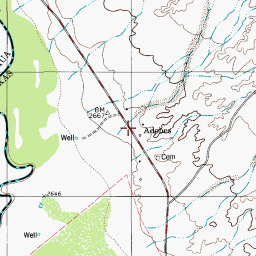 Topographic Map of Adobes, TX