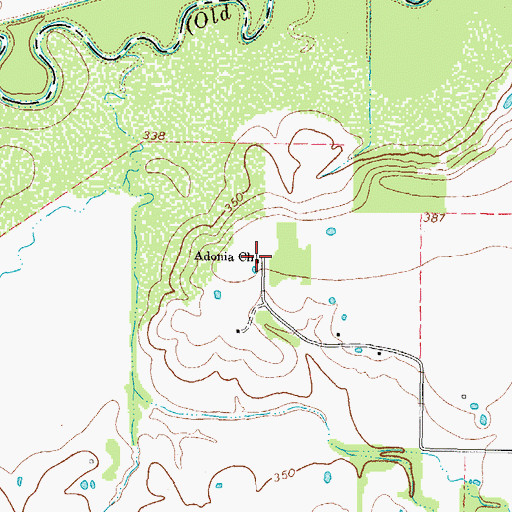 Topographic Map of Adonia Church, TX