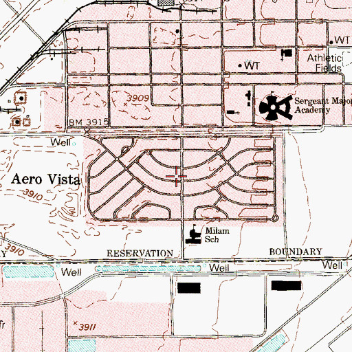 Topographic Map of Aero Vista, TX