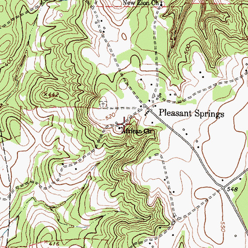Topographic Map of African Church, TX