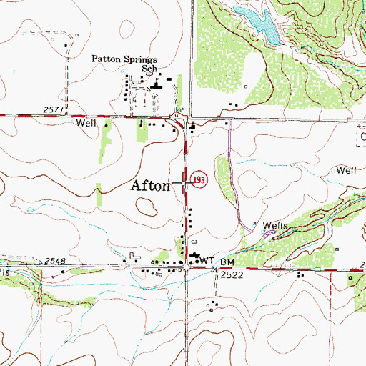 Topographic Map of Afton, TX