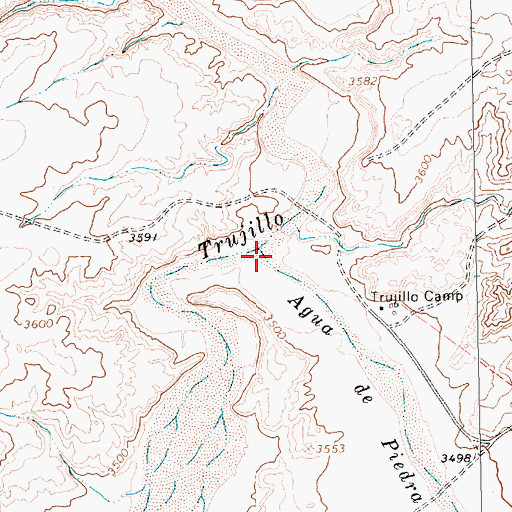 Topographic Map of Agua de Piedra Creek, TX
