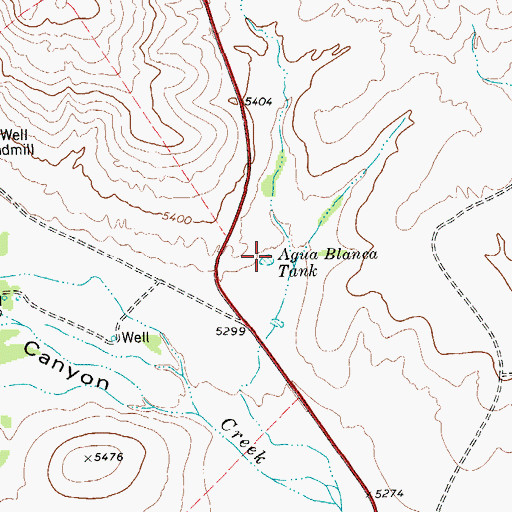 Topographic Map of Agua Blanca Tank, TX