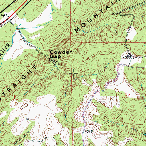 Topographic Map of Cowden Gap Mine, AL